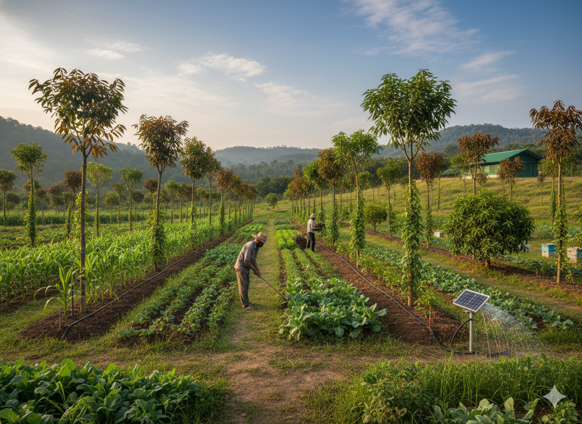 Agroforestry with fruit and medicinal trees